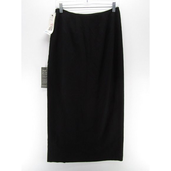 VINTAGE Anne Klein Skirt 10 Maxi Wool Slit Preppy USA Career NEW - Picture 6 of 10